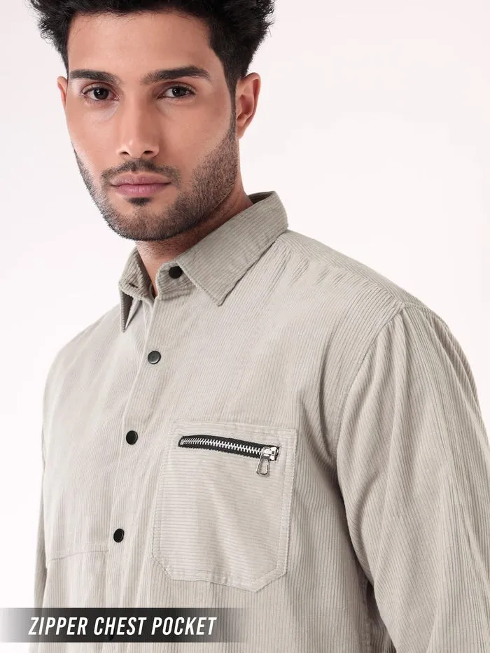 Buy Light Grey Corduroy Overshirt for Men for Men Online in India -Beyoung