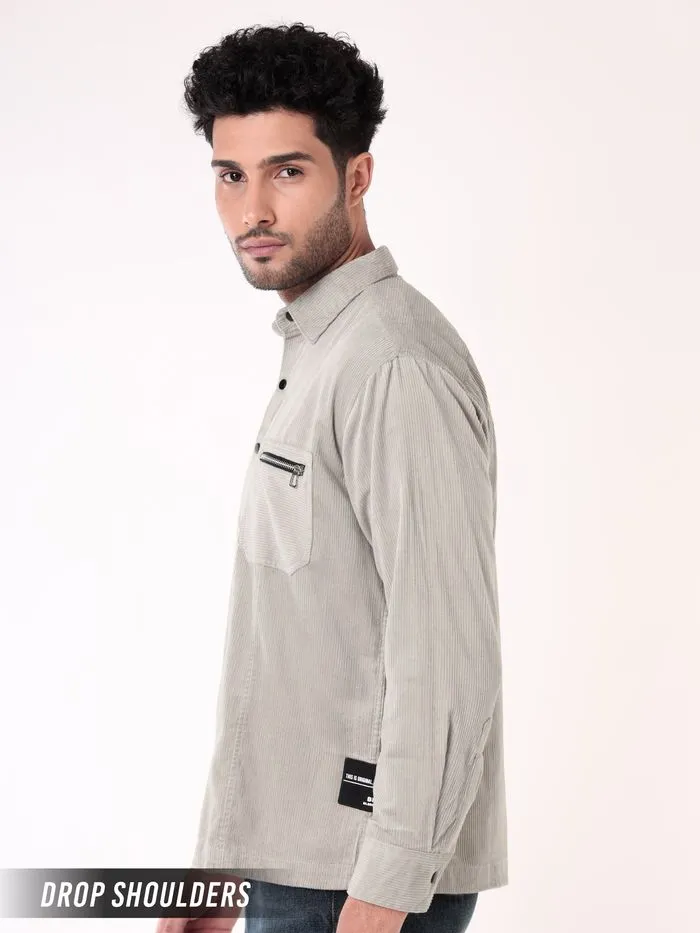 Buy Light Grey Corduroy Overshirt for Men for Men Online in India -Beyoung