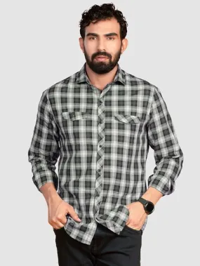 Buy Monochrome Double Patch Pocket Checked Shirts for Men Online in India -Beyoung