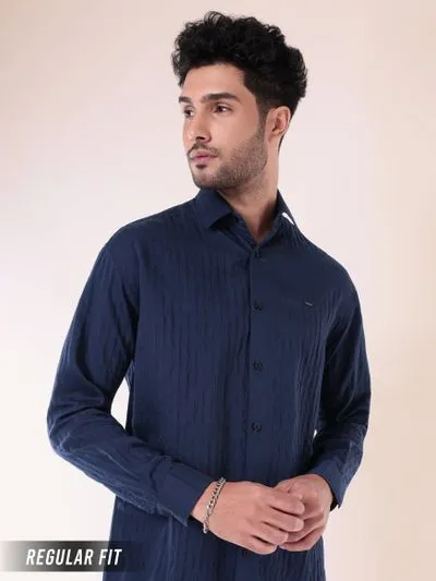 Buy Navy Blue Full Sleeves Casual Shirt for Men for Men Online in India -Beyoung