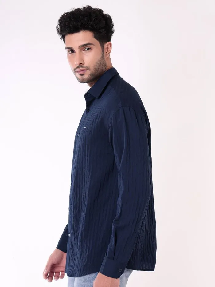 Buy Navy Blue Full Sleeves Casual Shirt for Men for Men Online in India -Beyoung