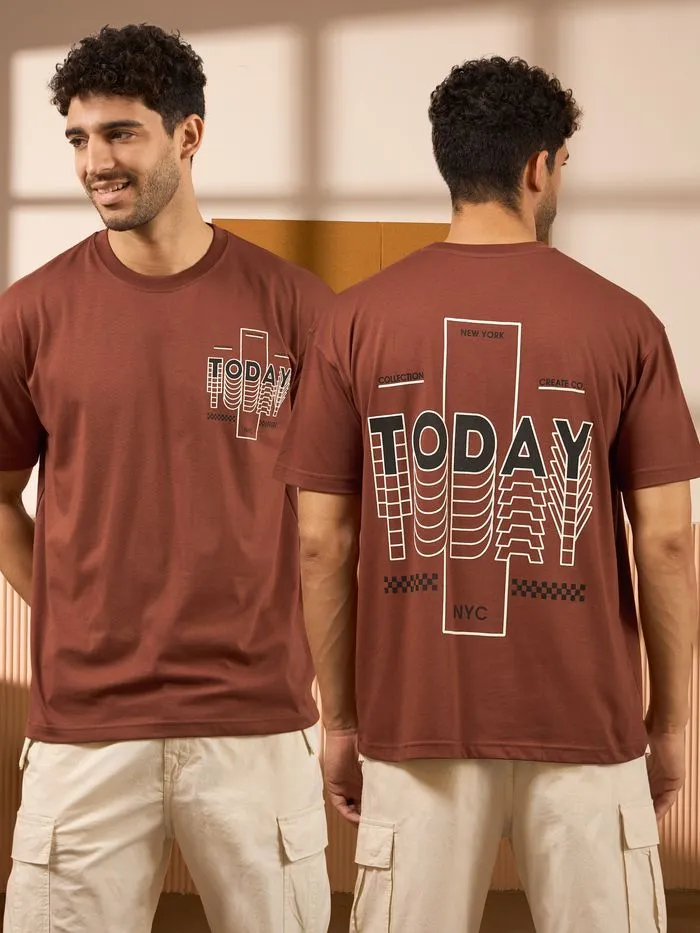 Buy Today Printed Brown Oversized T-shirt for Men Online in India - Beyoung