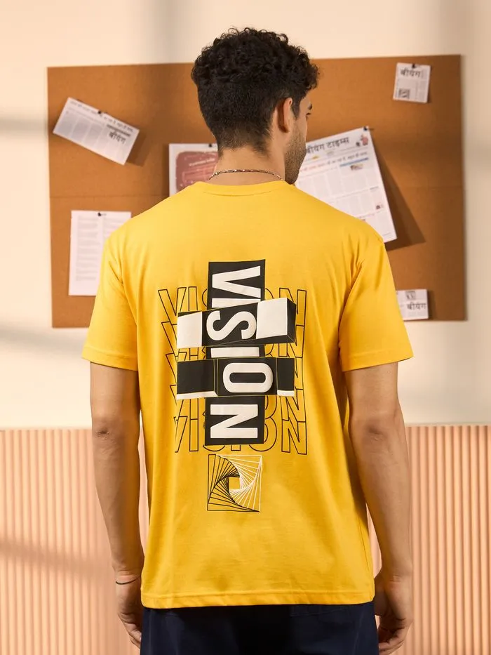 Buy Vision Printed Yellow Oversized T-shirt for Men Online in India - Beyoung