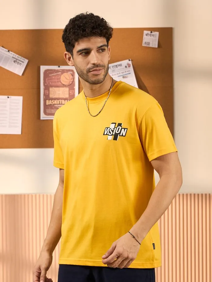 Buy Vision Printed Yellow Oversized T-shirt for Men Online in India - Beyoung