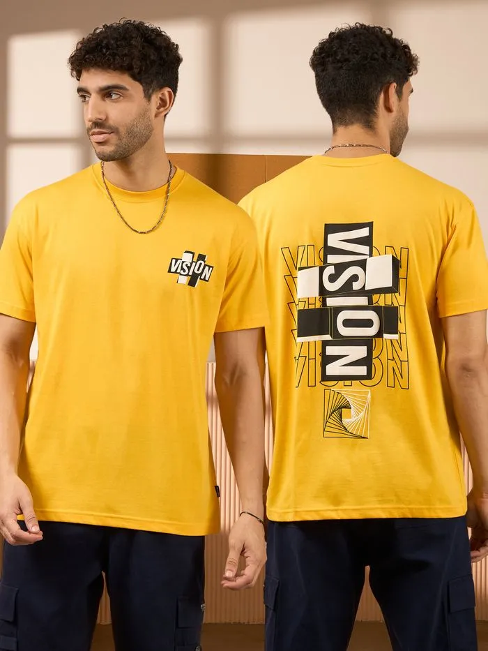 Buy Vision Printed Yellow Oversized T-shirt for Men Online in India - Beyoung