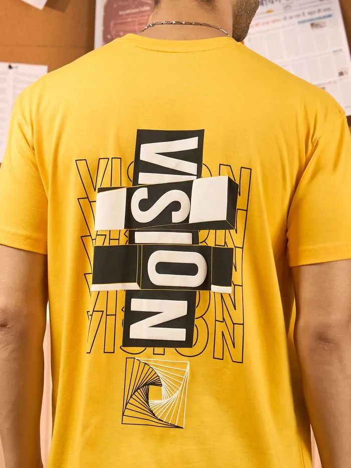 Buy Vision Printed Yellow Oversized T-shirt for Men Online in India - Beyoung