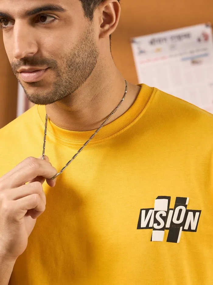 Buy Vision Printed Yellow Oversized T-shirt for Men Online in India - Beyoung