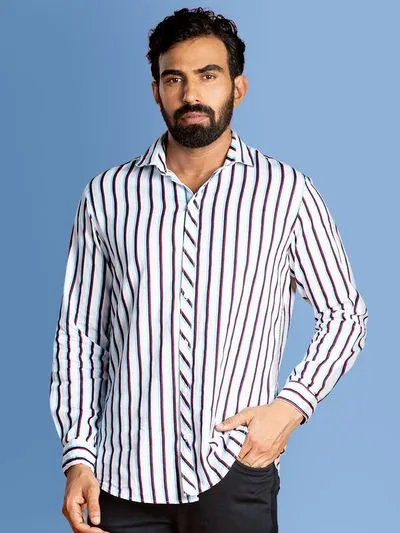 Buy White Triple Striped Shirts for Men Online in India -Beyoung