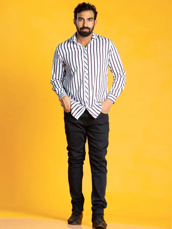 Buy White Triple Striped Shirts for Men Online in India -Beyoung