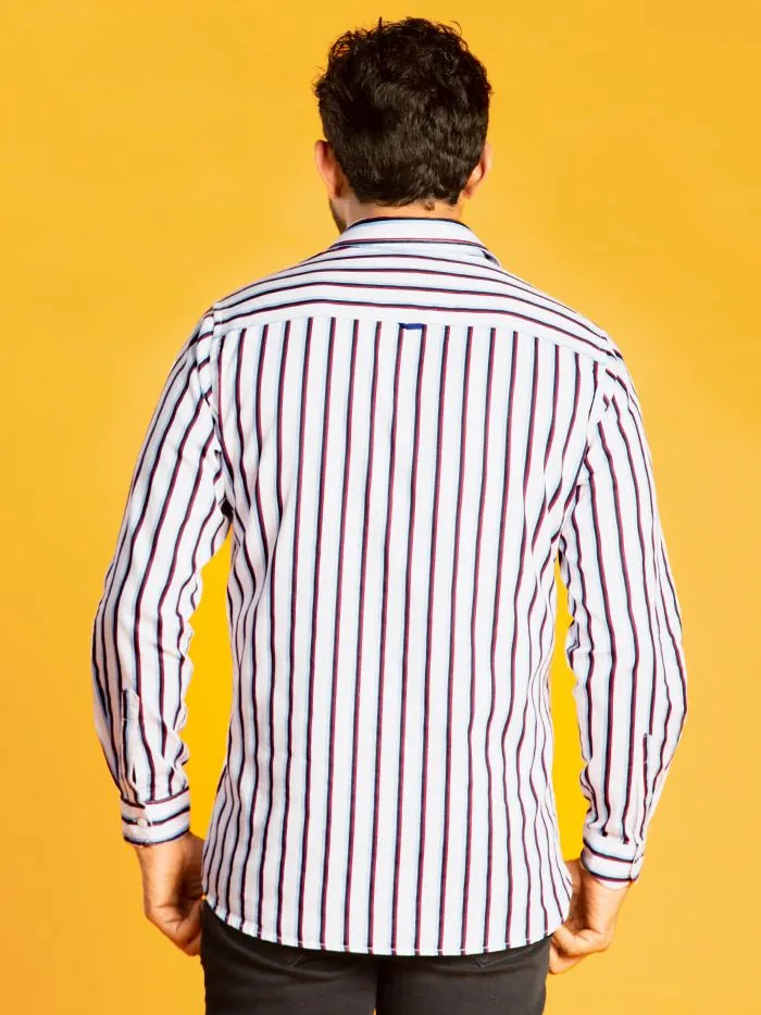 Buy White Triple Striped Shirts for Men Online in India -Beyoung