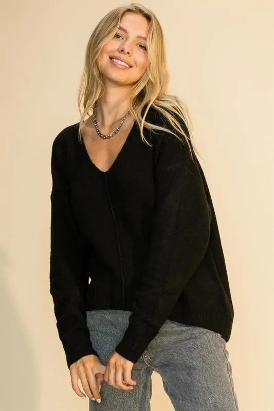 Cheyenne V Neck Sweater - Black