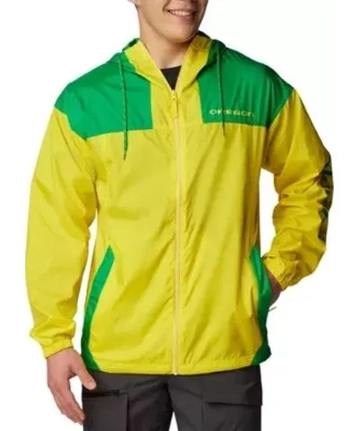 Columbia Men's NCAA Oregon Ducks Flash Challenger Omni-Shade Full-Zip Windbreaker Hoodie Jacket