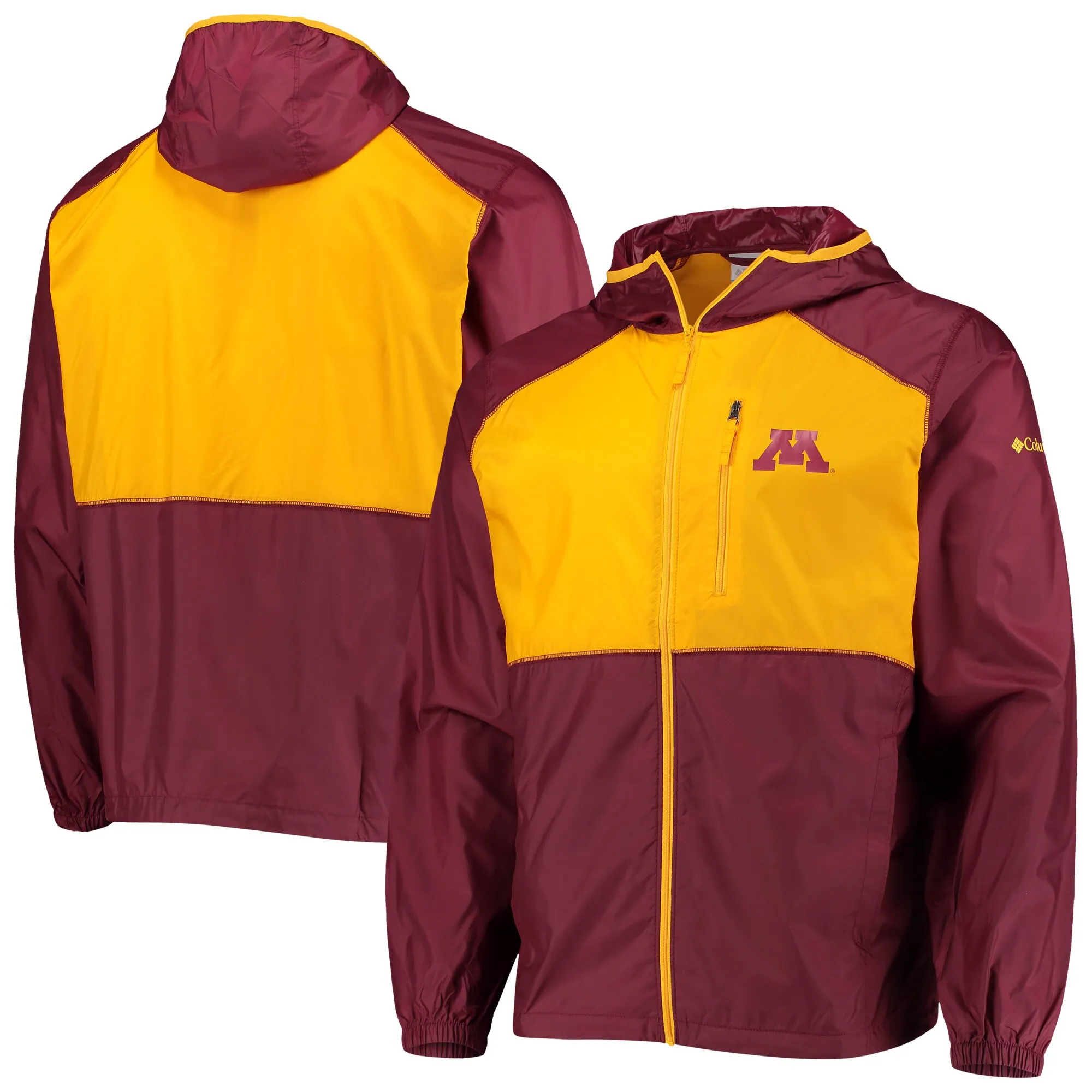 Columbia Minnesota Golden Gophers Maroon/Gold Flash Forward Hoodie Full-Zip Lightweight Windbreaker