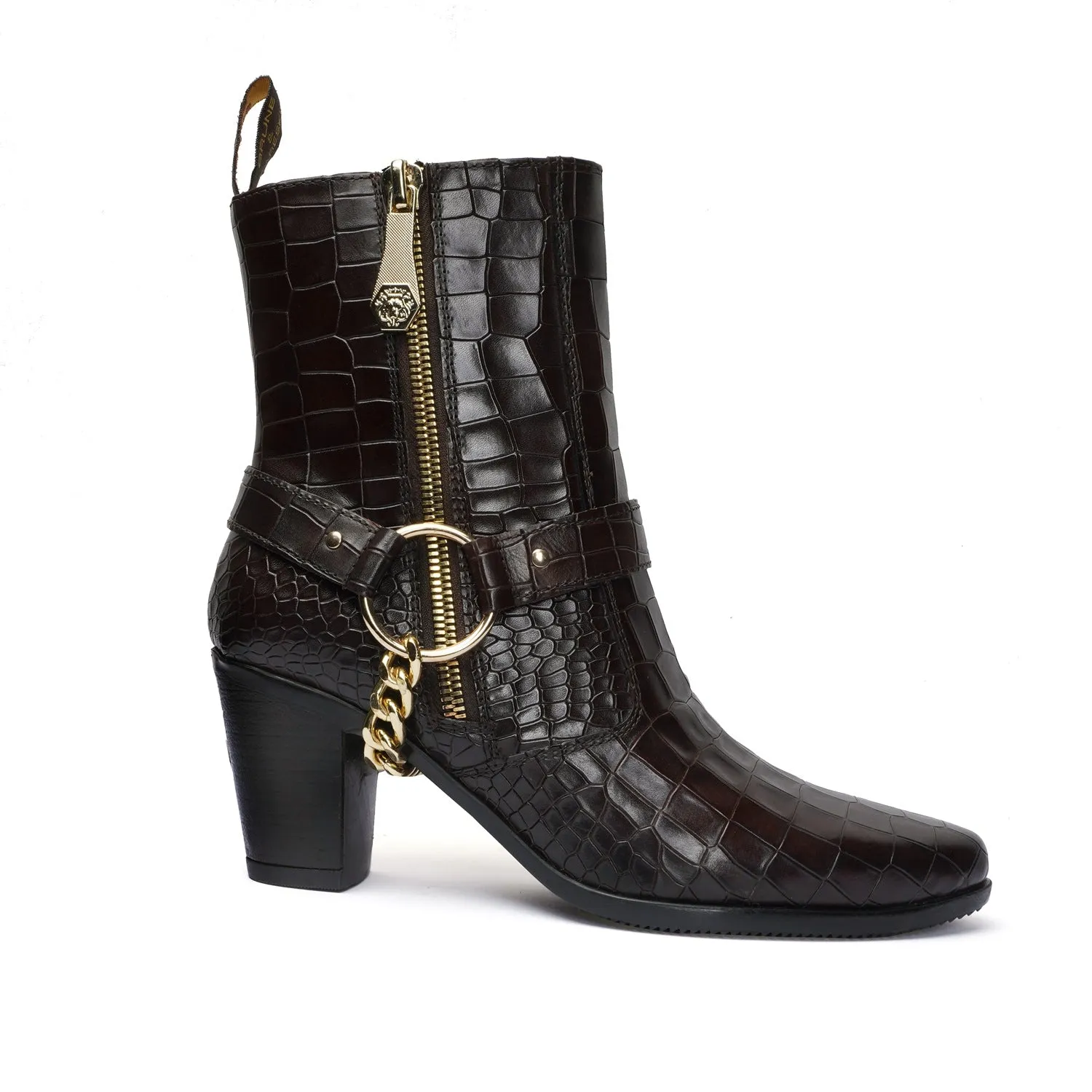 Dark Brown Ladies Boot with Removable Buckle Strap