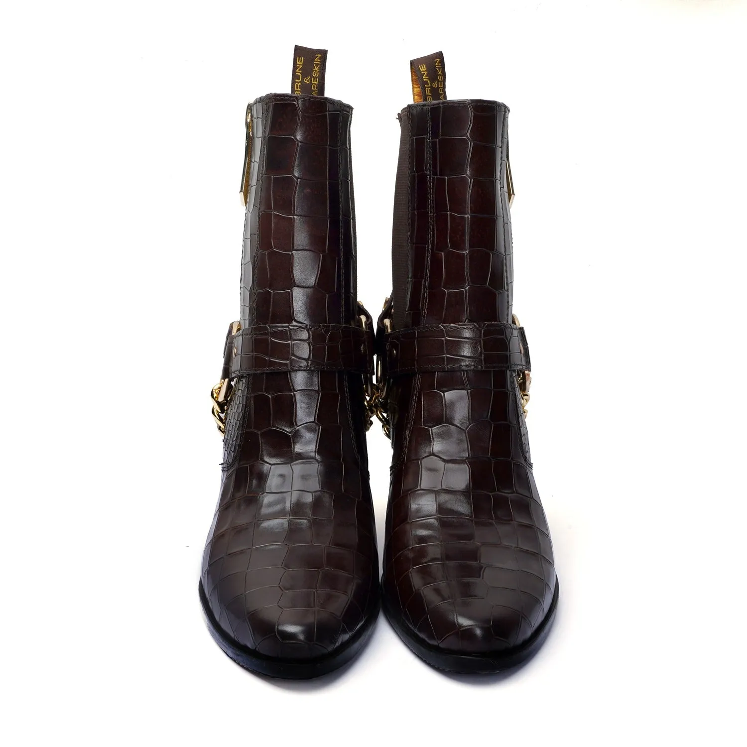 Dark Brown Ladies Boot with Removable Buckle Strap