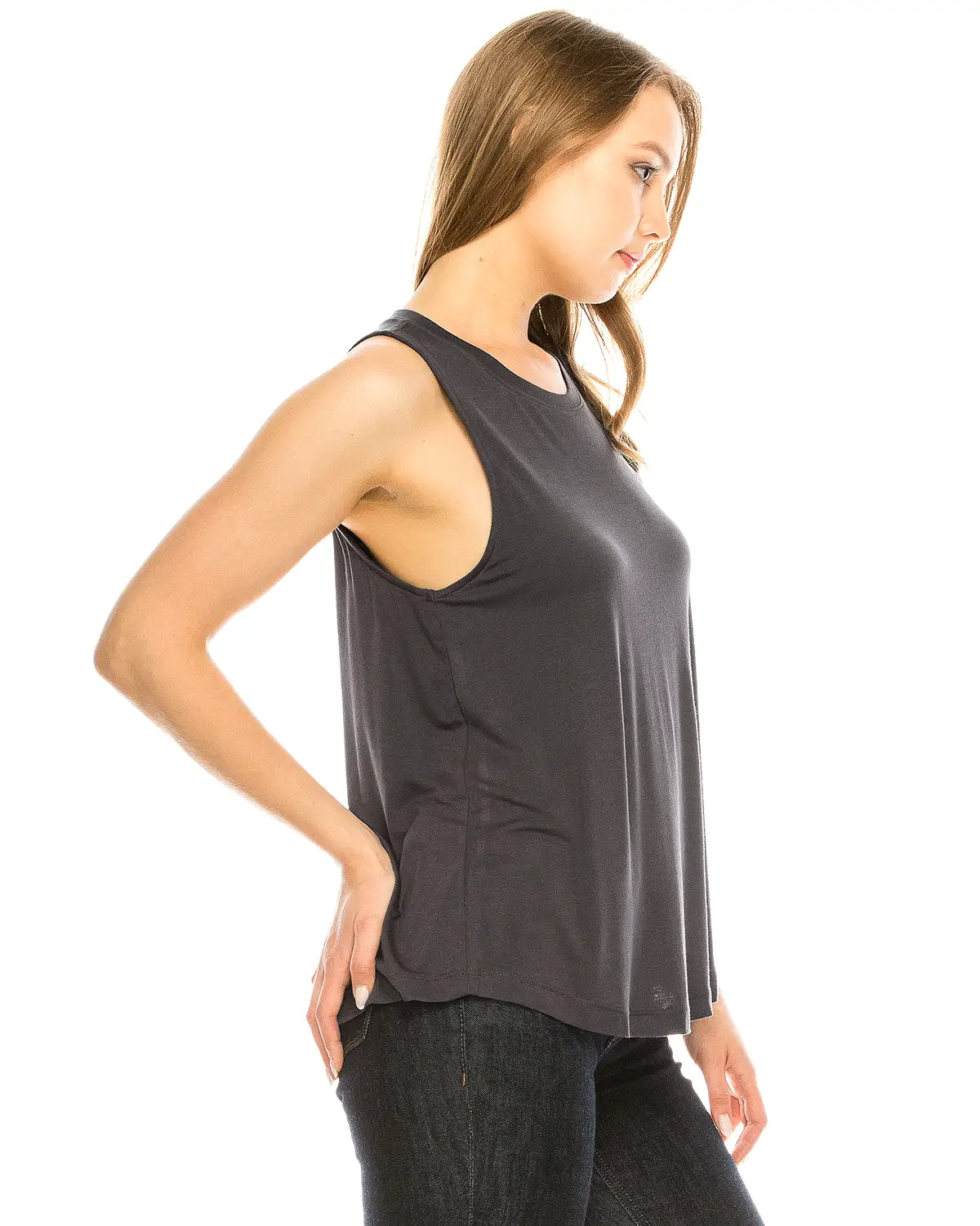 Dark Grey Tank Top Relaxed Fit