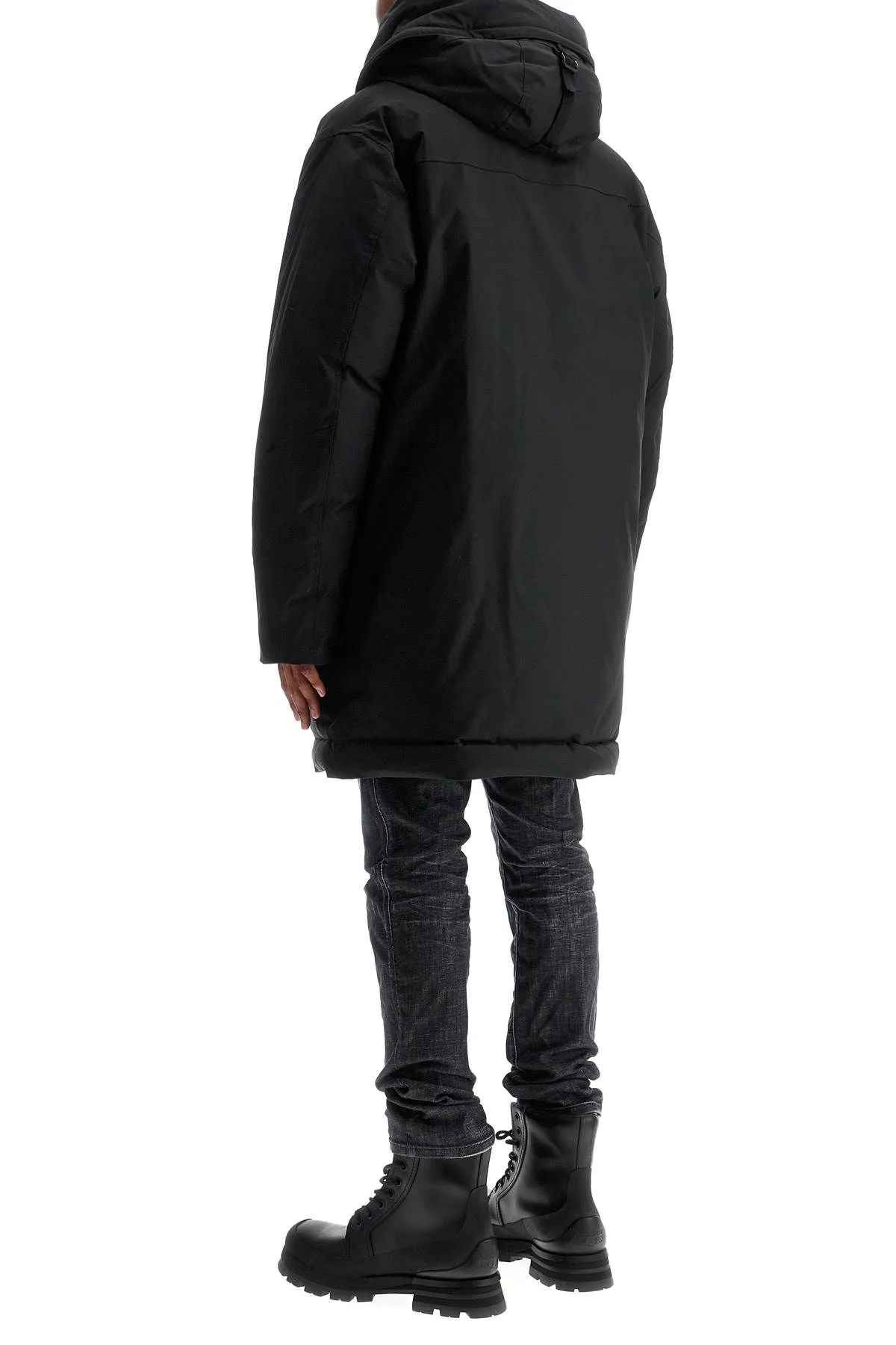 Dsquared2 Black Techno Down Polyester Parka With Hood