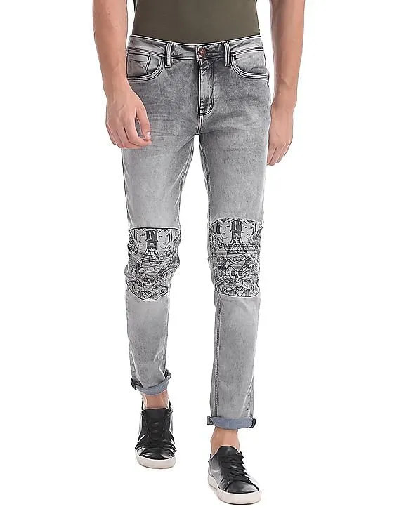 Ed Hardy Skuller Super Slim Fit Stone Wash Jeans