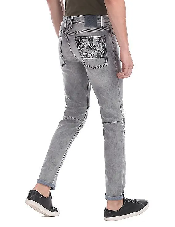 Ed Hardy Skuller Super Slim Fit Stone Wash Jeans