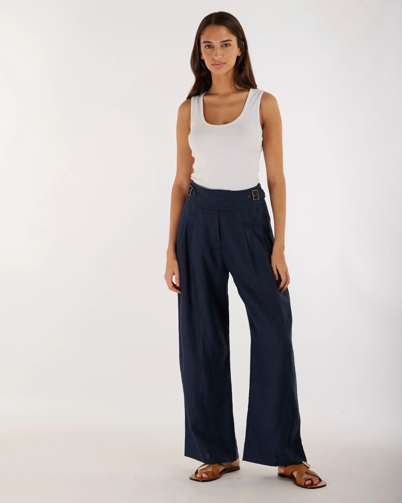 Eugene Linen Pant - Navy