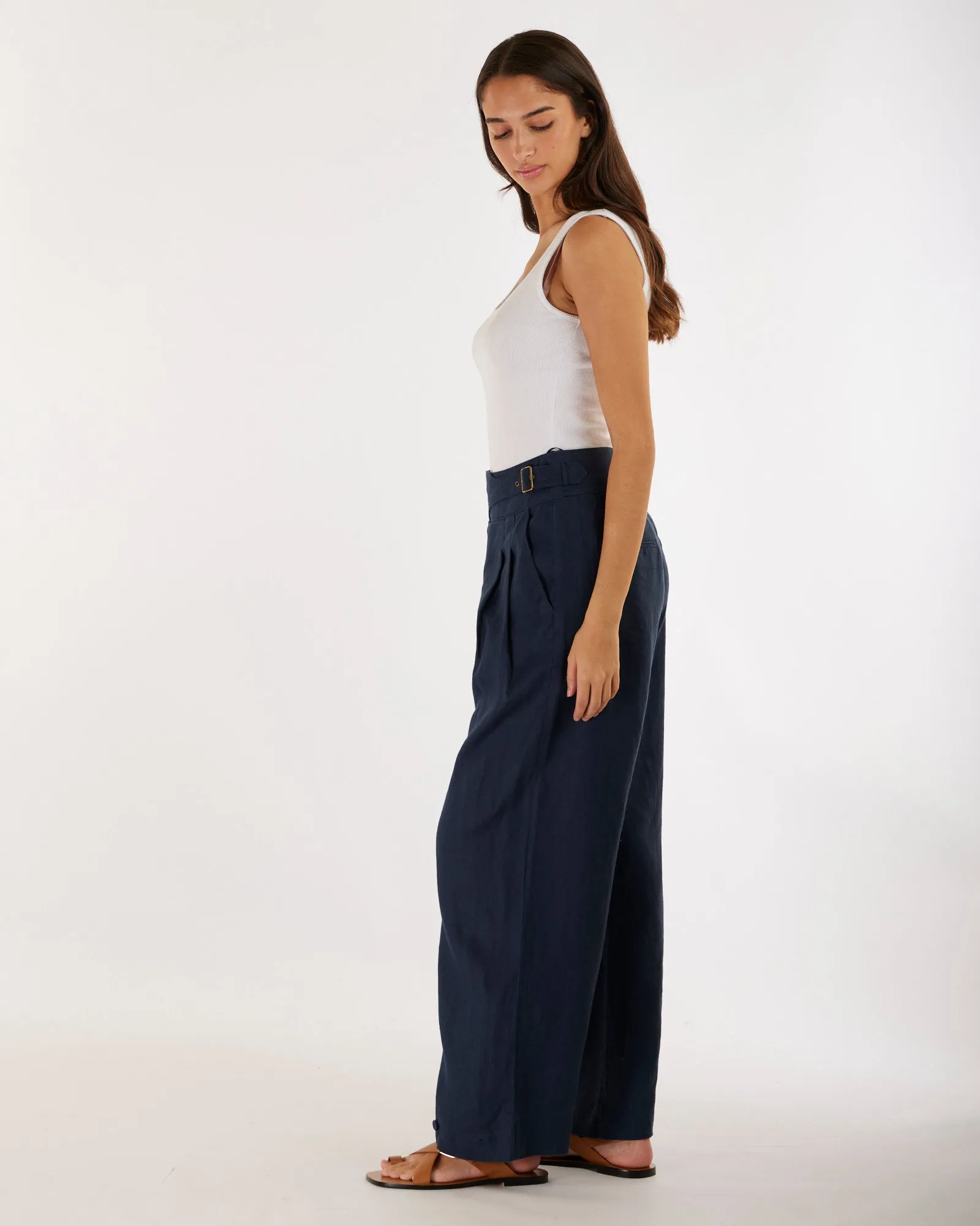 Eugene Linen Pant - Navy