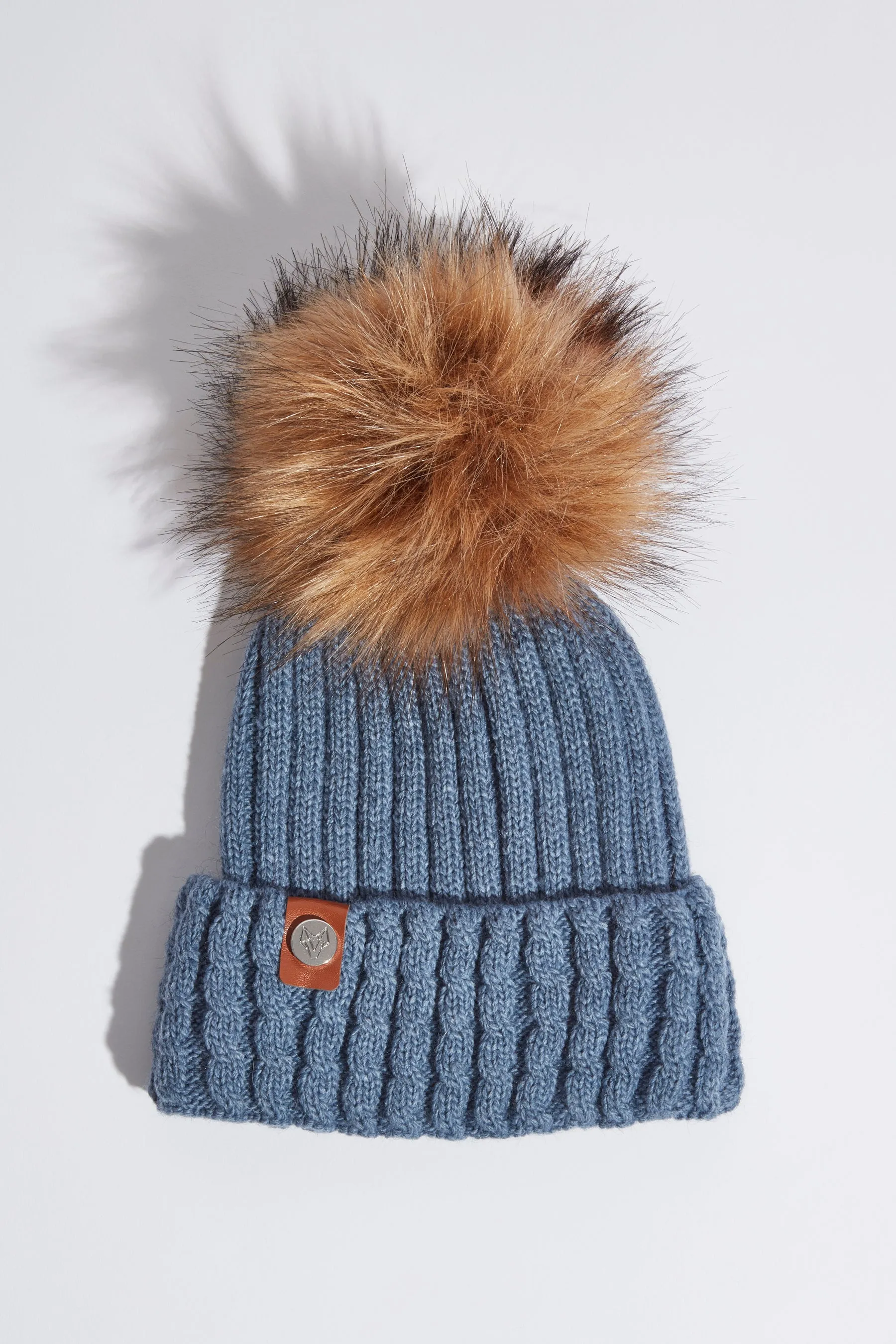 Faux Boston Pom Pom Hat - Denim