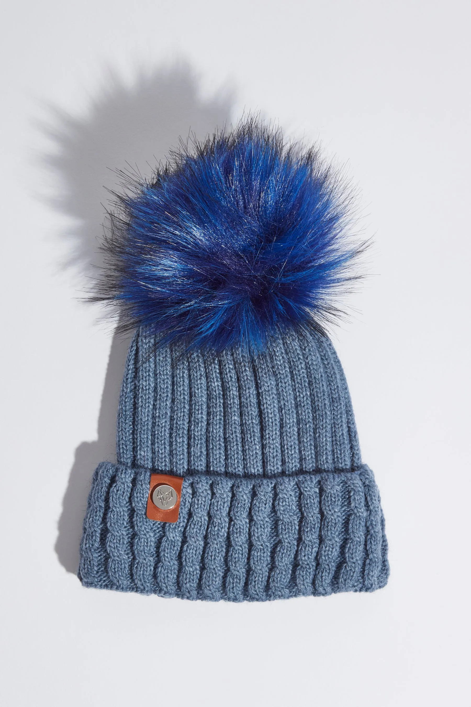 Faux Boston Pom Pom Hat - Denim