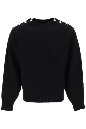 FERRAGAMO Embroidered Crew-Neck Sweater with Metal Buttons