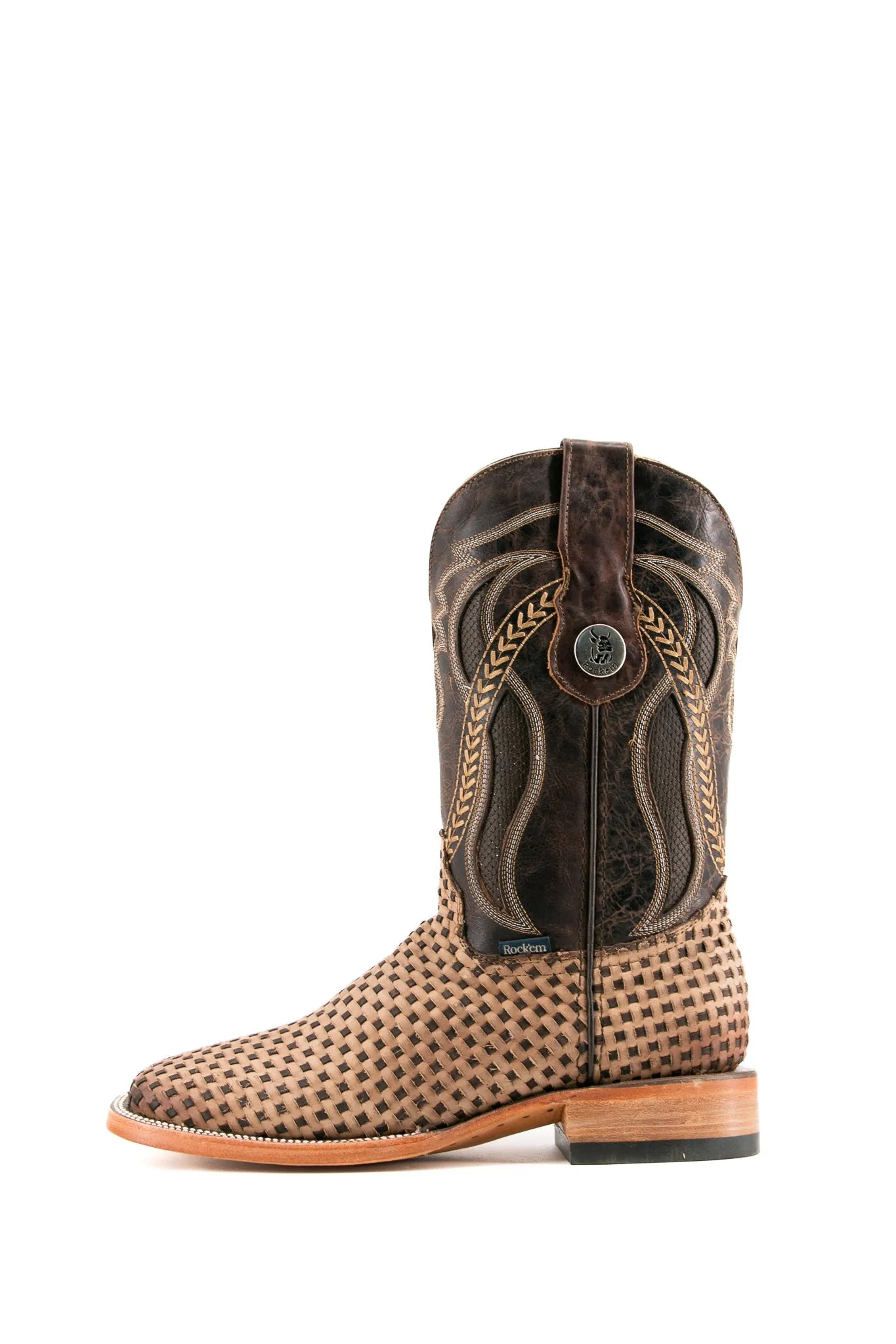 France Woven Square Toe Cowboy Boot