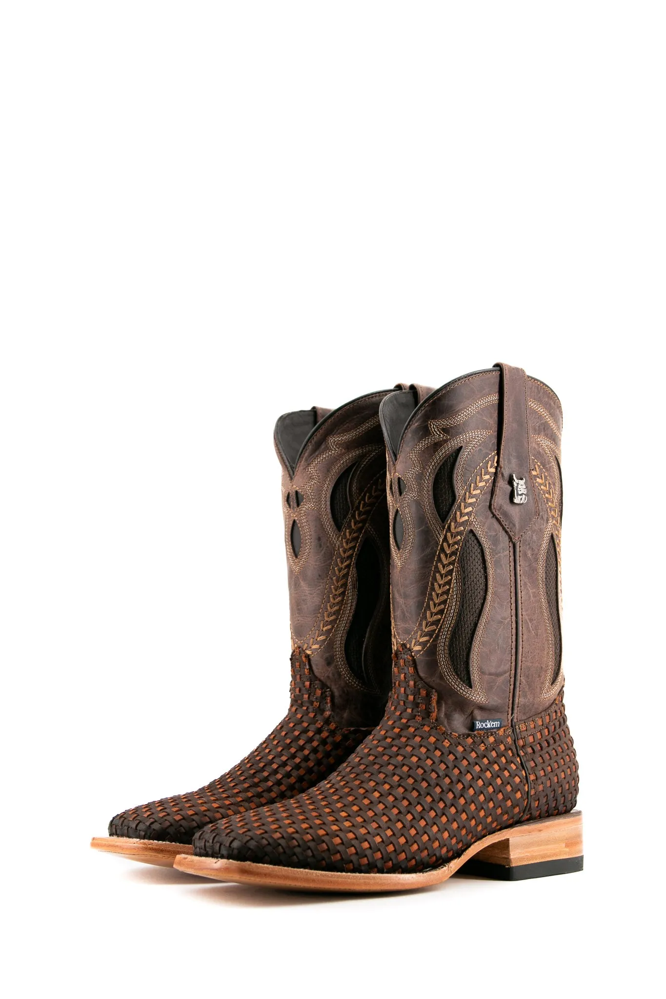 France Woven Square Toe Cowboy Boot