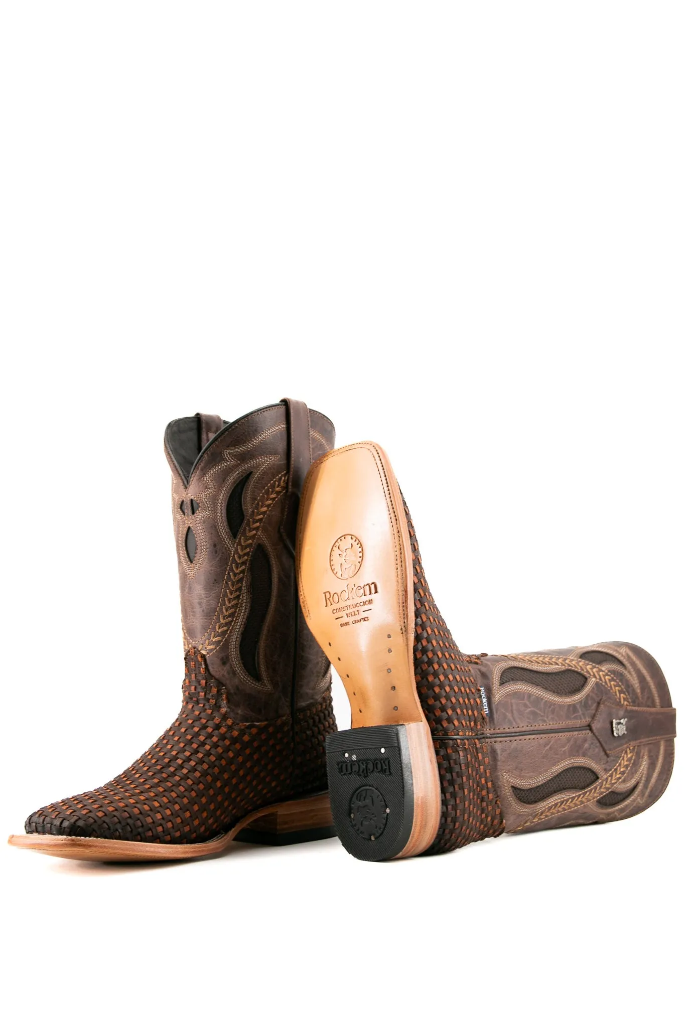 France Woven Square Toe Cowboy Boot