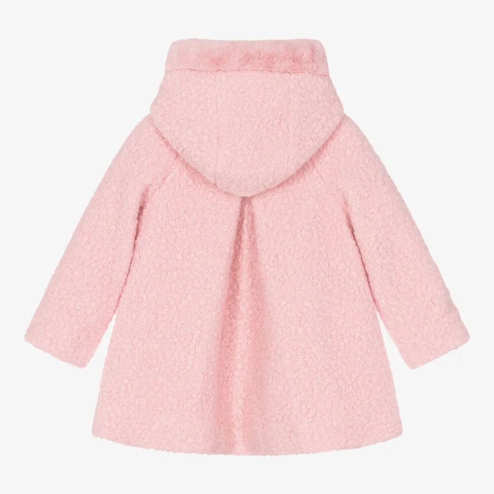 Girls Pink Bouclé Coat