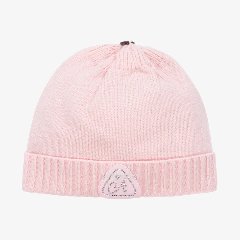 Girls Pink Knitted Pom-Pom Hat