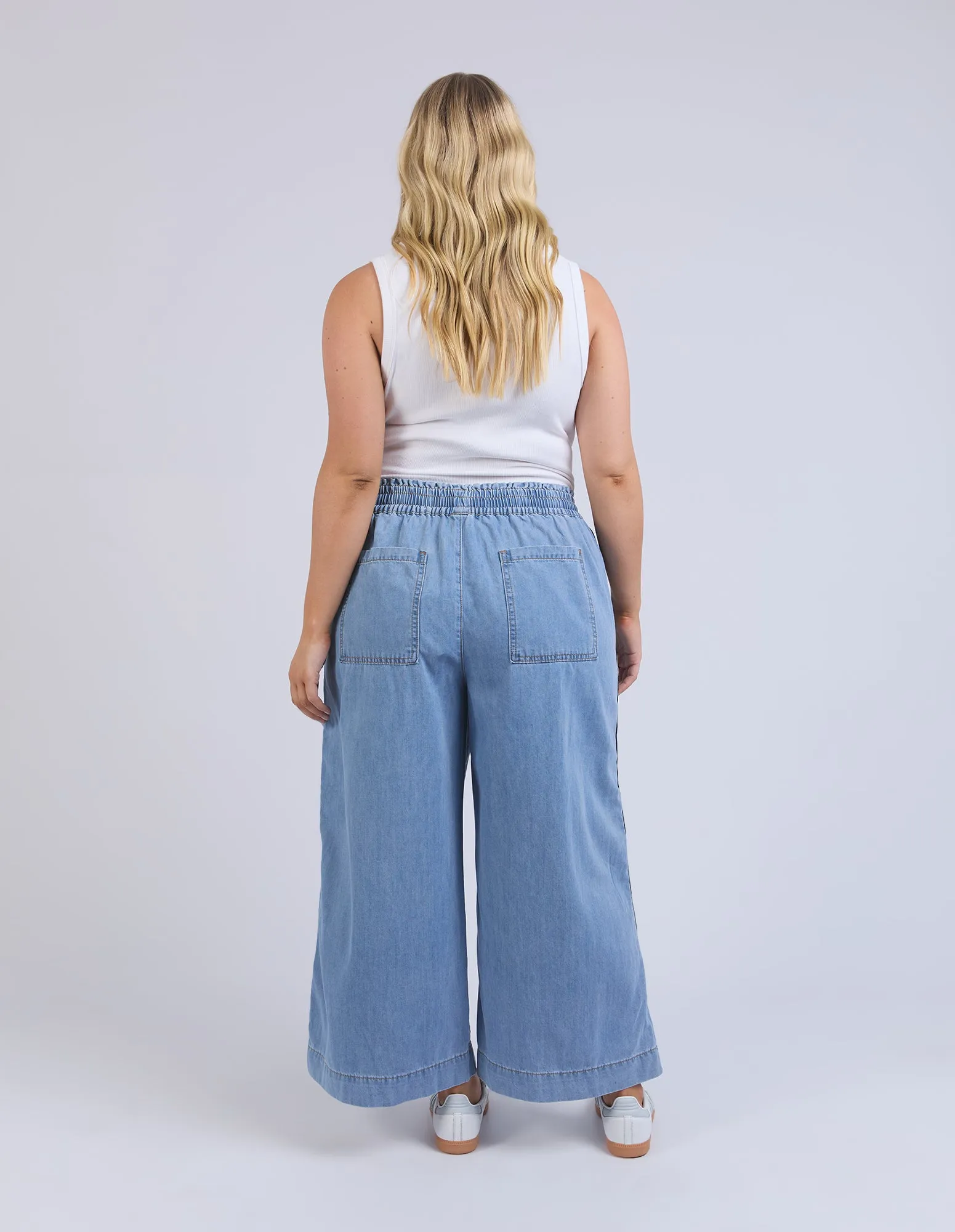 Greta Wide Leg Pant Side Tape Light Blue