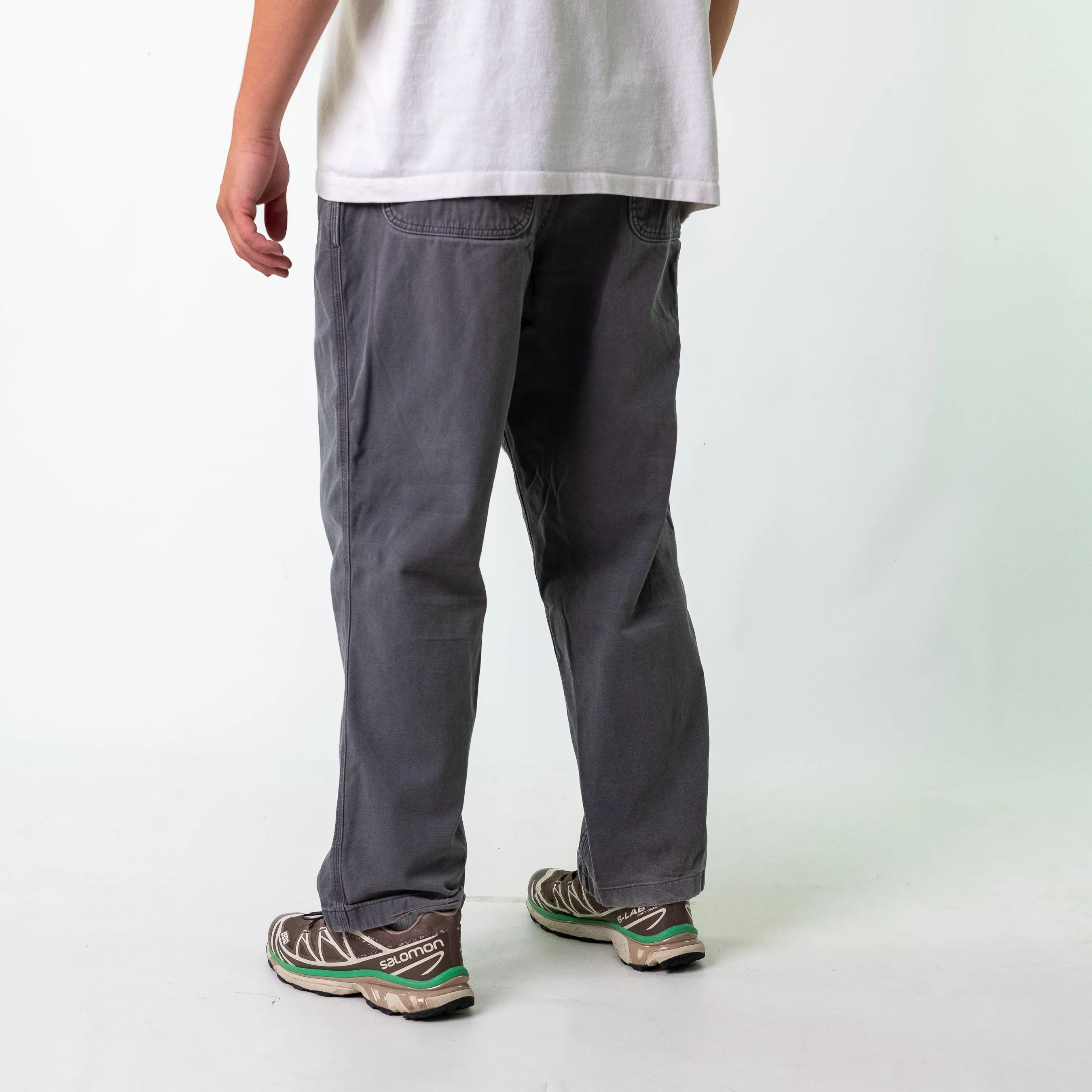 Grey 90s Carhartt Canvas Carpenter Jeans Baggy Pants (38x30)