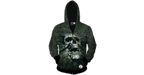 Grey Screaming Skull Long Sleeves Mens Jacket Winter Hooded Hoodies