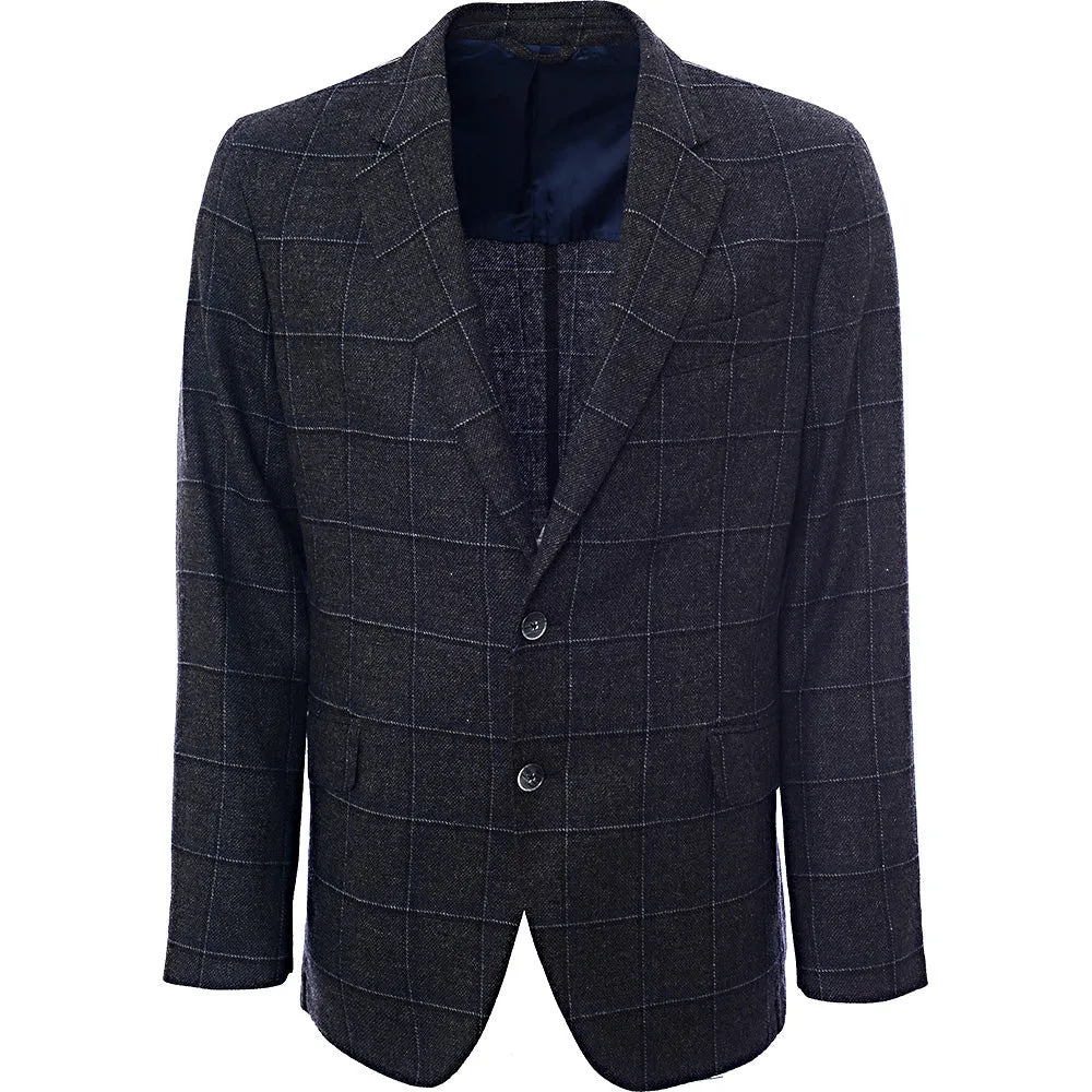 Hackett London Highlight Windowpane Jacket in Charcoal/Multi