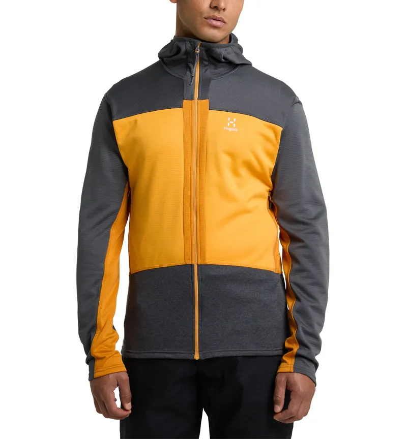 Haglofs Mens ROC Flash Mid Hoodie Magnetite/Sunny Yellow