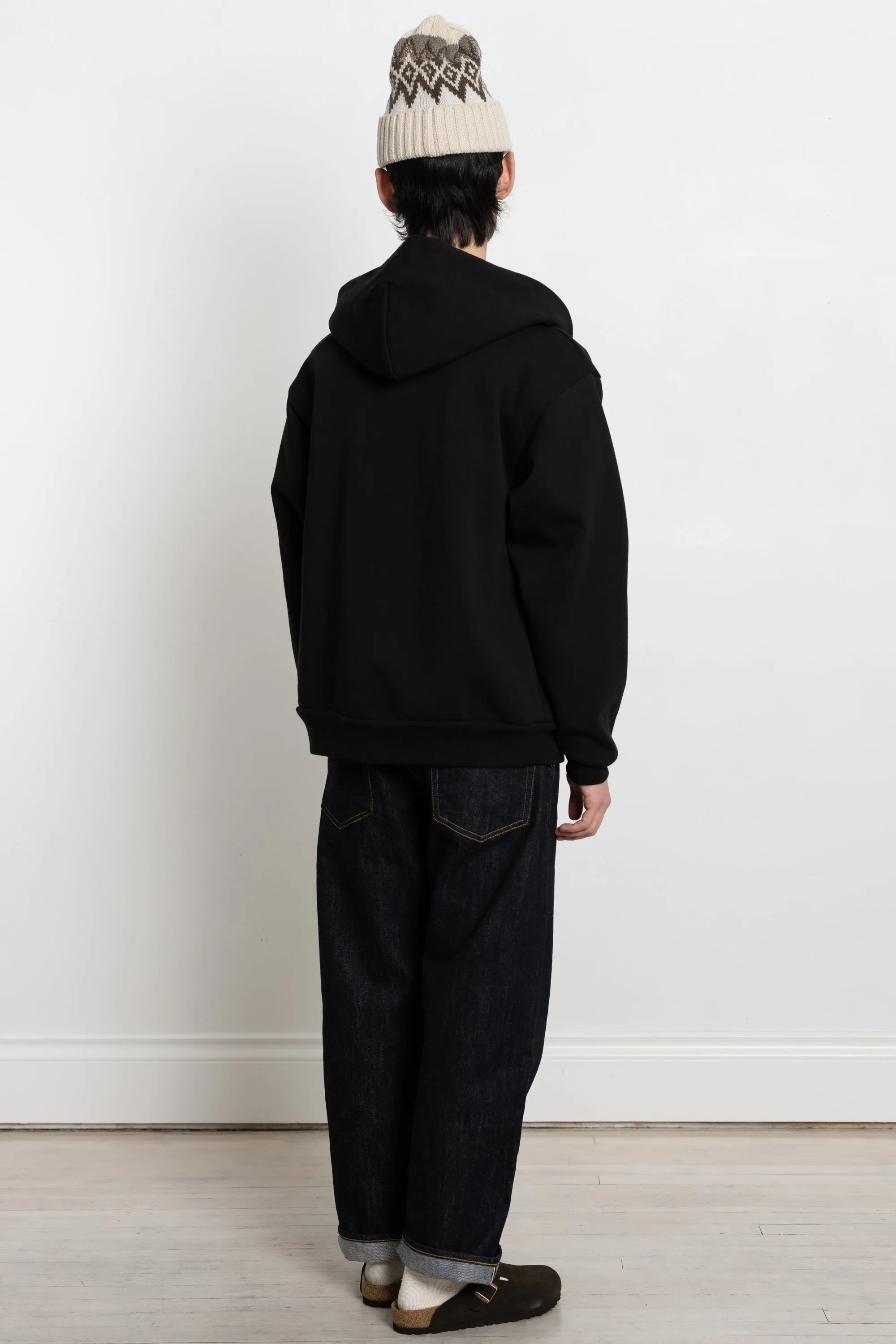 Heavy Fleece Hooded Zip Sweatshirt Black