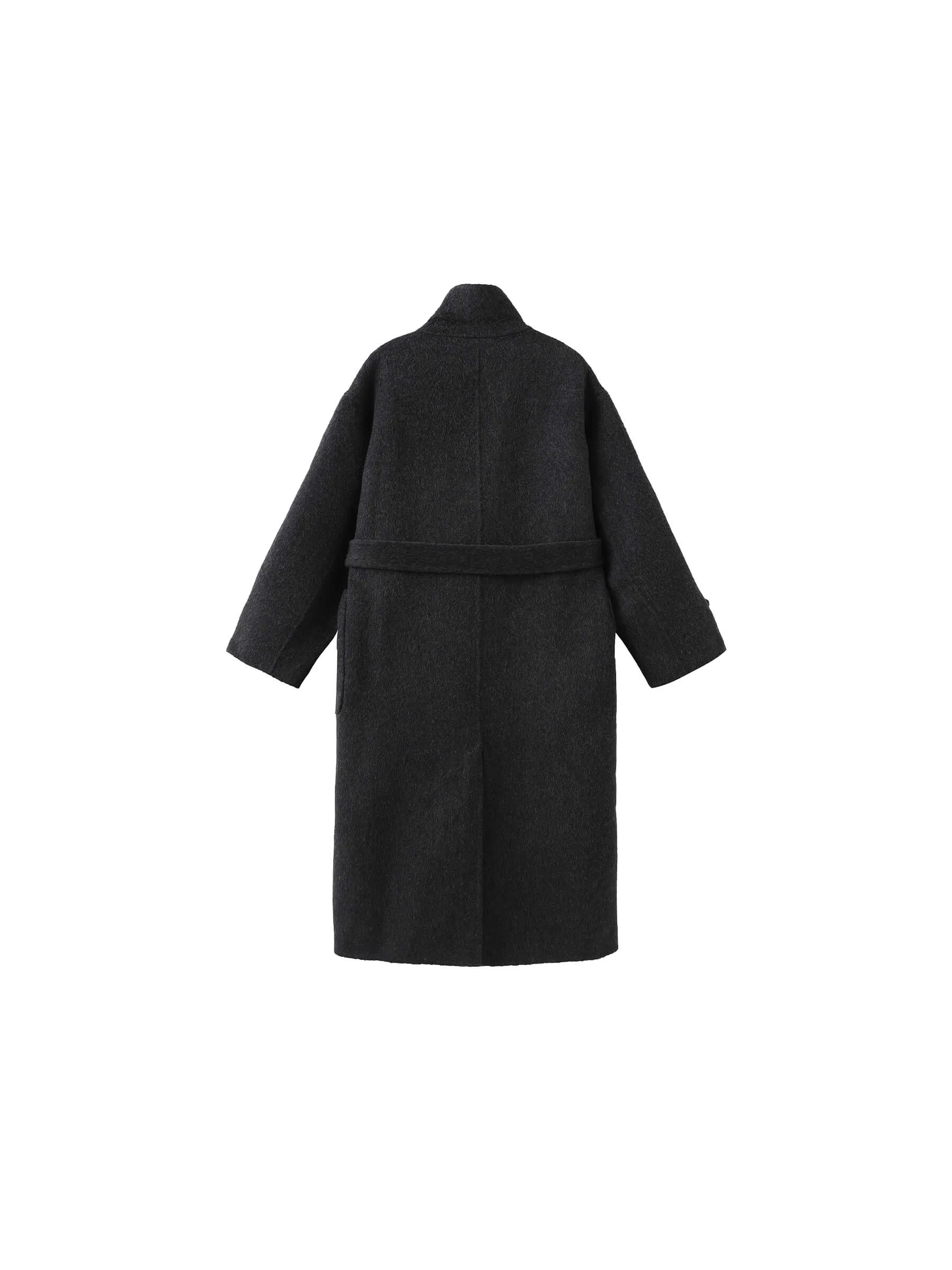 High Collar Tailored Wool Long Coat