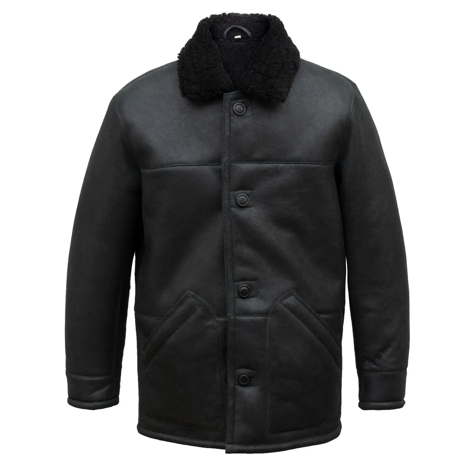 Hilton Mens Black Nappalan Sheepskin Coat