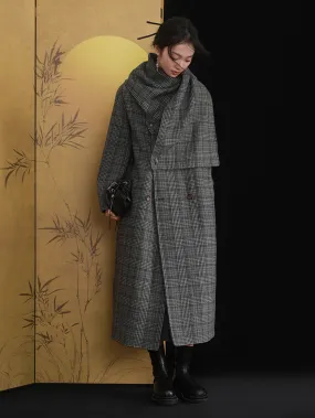 Houndstooth Stole Design Woolen Coat