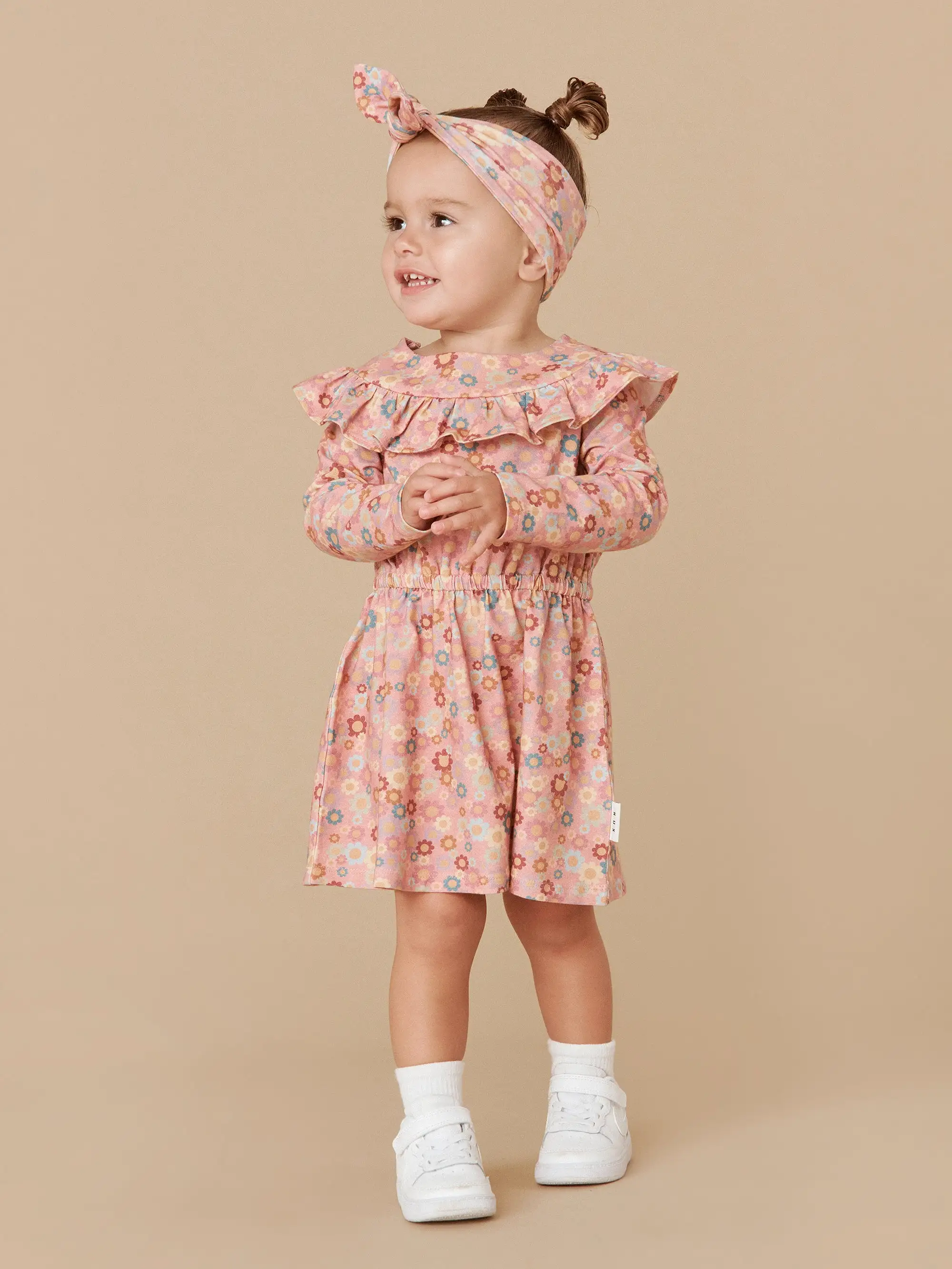 Huxbaby Rainbow Flower Bear Frill Dress