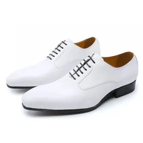 il Blanko -  Men's White Leather Oxford Dress Shoes (Whole Cut Oxfords)