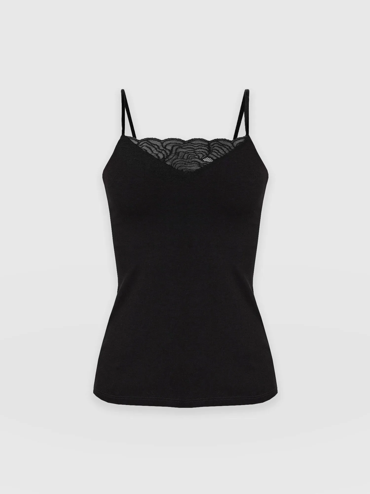 Jersey Lace Cami - Black