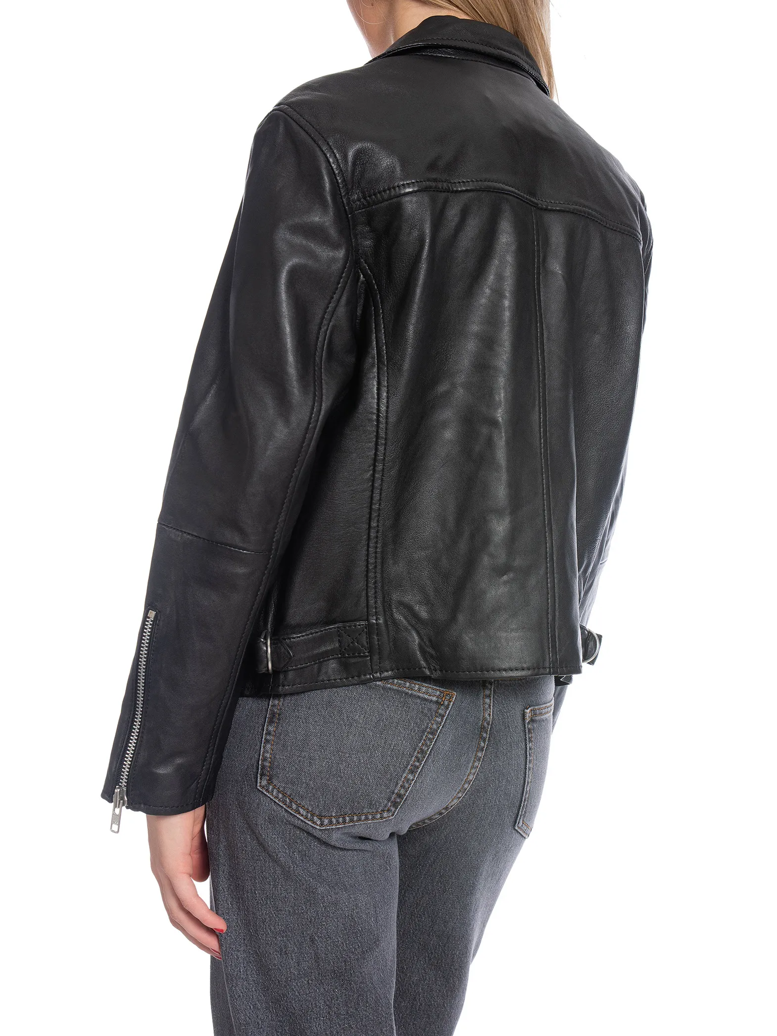 JOFAMA LEATHER JACKET TESSA OVERSIZED BLACK