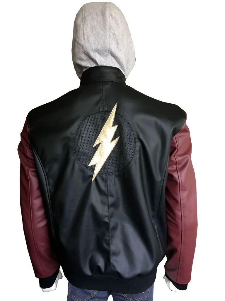 Justice League The Flash Barry Allen Hoodie Black Leather Jacket - Famous Jackets