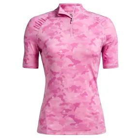 Ladies G/FORE Icon Camo Print 1/4 Zip Polo Lilac