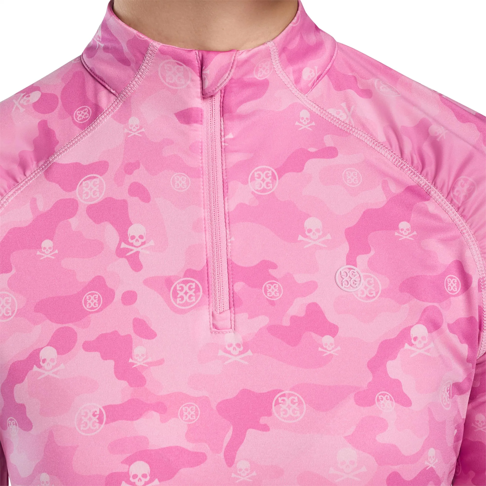 Ladies G/FORE Icon Camo Print 1/4 Zip Polo Lilac