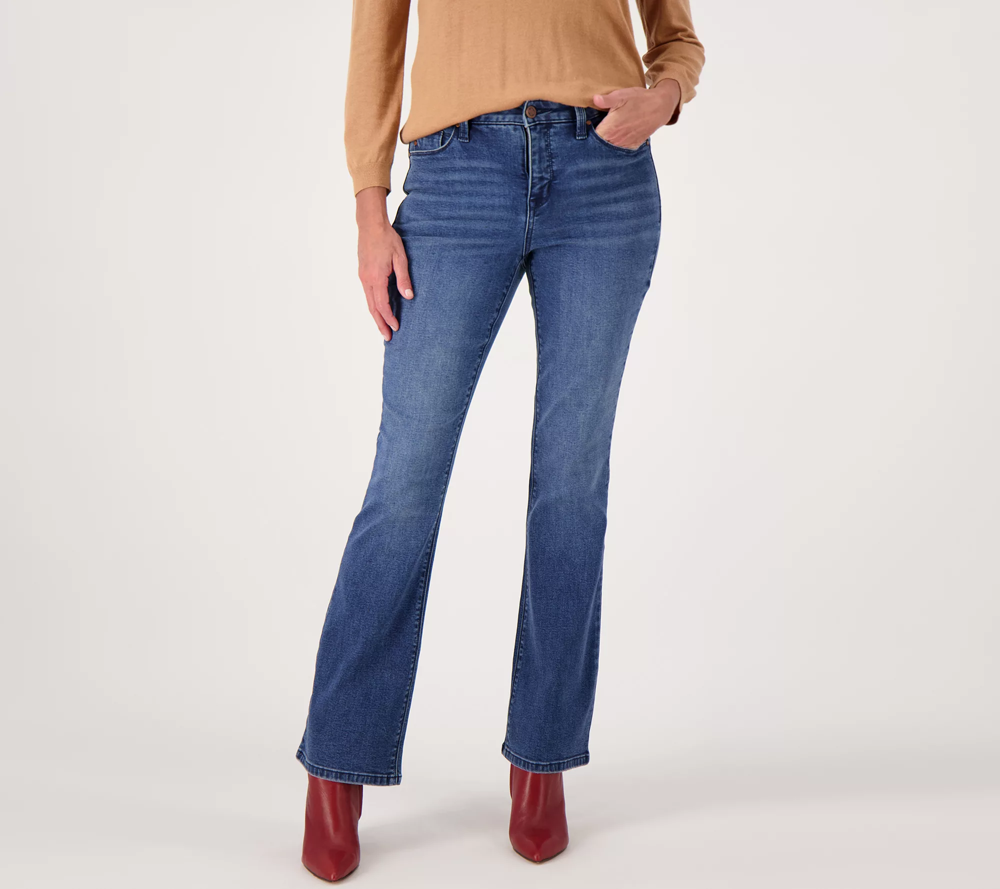 Laurie Felt Petite BFF Denim 5 Pocket Boot Cut Jeans